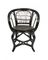 Vintage Swedish Rattan Lounge Chair in Black 1