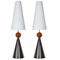 Vintage Tischlampen mit Opalglas Schirmen, 2er Set 1