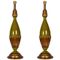 Large Green and Gold Ceramic Lamps, 1970s, Set of 2 1
