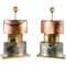 Pieds de Lampe de Bureau Vintage en Argent, Cuivre et Feuilles d'Or, Set de 2 1