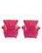 Fauteuils en Velours Rouge-Rose, 1950s, Set de 2 1