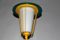 Green & Yellow Painted Terrace Lantern with Iron Cast Base, 1950s 2