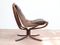 Vintage Falcon Chair mit niedriger Lehne aus braunem Leder von Sigurd Ressell für Vatne Møbler 3