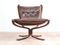 Vintage Falcon Chair mit niedriger Lehne aus braunem Leder von Sigurd Ressell für Vatne Møbler 2