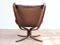 Vintage Falcon Chair mit niedriger Lehne aus braunem Leder von Sigurd Ressell für Vatne Møbler 4