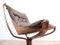 Vintage Falcon Chair mit niedriger Lehne aus braunem Leder von Sigurd Ressell für Vatne Møbler 6