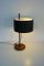 Lampada da tavolo regolabile in teak e pelle nera, anni '70, Immagine 1