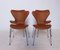 Model 3107 Cognac Leather Chairs by Arne Jacobsen for Fritz Hansen, 1967, Set of 4, Image 2