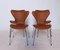 Sedie modello 3107 in pelle color cognac di Arne Jacobsen per Fritz Hansen, 1967, set di 4, Immagine 2