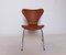 Sedie modello 3107 in pelle color cognac di Arne Jacobsen per Fritz Hansen, 1967, set di 4, Immagine 3