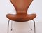 Modell 3107 Stühle aus kastanienbraunem Leder von Arne Jacobsen für Fritz Hansen, 1967, 4er Set 5