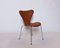 Model 3107 Cognac Leather Chairs by Arne Jacobsen for Fritz Hansen, 1967, Set of 4 1