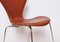 Sedie modello 3107 in pelle di Arne Jacobsen per Fritz Hansen, 1967, set di 4, Immagine 7