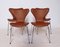 Model 3107 Leather Chairs by Arne Jacobsen for Fritz Hansen, 1967, Set of 4 2