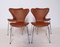 Modell 3107 Leder Stühle von Arne Jacobsen für Fritz Hansen, 1967, 4er Set 2