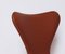 Sedie modello 3107 in pelle di Arne Jacobsen per Fritz Hansen, 1967, set di 4, Immagine 8