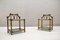 Vintage Rattan and Leather Nightstands with Smoked Glass, 1960s, Set of 2 2