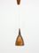 Lámpara colgante danesa de teca y cobre, años 70, Imagen 1