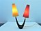 Vintage Table Lamp with Red & Yellow Shades, 1950s 1