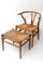 Vintage Wishbone Chair von Hans J. Wegner und Hocker von Jorgen Baekmark, 1960er 1