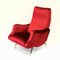 Stühle mit rotem Samt, 1960er, 2er Set 6