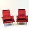 Stühle mit rotem Samt, 1960er, 2er Set 5
