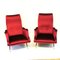 Stühle mit rotem Samt, 1960er, 2er Set 7