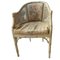 Vintage Cream Lacquered Faux Bamboo Barrel Chair, Image 1