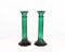 Green Glass Candleholders, Set of 2 1