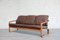 Vintage Brown Leather & Teak Sofa from Möbelfabrik Holstebro 3