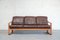 Vintage Brown Leather & Teak Sofa from Möbelfabrik Holstebro 1