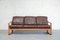 Vintage Brown Leather & Teak Sofa from Möbelfabrik Holstebro, Image 1