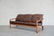 Vintage Brown Leather & Teak Sofa from Möbelfabrik Holstebro, Image 2