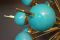 Vintage Blue Glass Globes & Brass Sputnik Chandelier 4