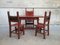 Antique Desk & 3 Chairs from Caltagirone 1