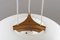 Grand Lampe à Suspension Vintage en Chêne & Verre Opalin par Uno & Östen Kristiansson pour Luxus 4