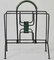 French Metal & Green Leather Magazine Rack by Jacques Adnet, 1950s 1