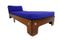 Divan Bleu Mid-Century en Placage de Palissandre 4