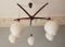 Mid-Century Swedish Octopus-Shaped Teak & Opaline Glass Chandelier 1