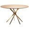 IKI Table with Gold Lacquered Base & Oak Veneer Top by Marco Zanuso Jr. for Adentro 1