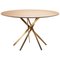 IKI Table with Gold Lacquered Base & Oak Veneer Top by Marco Zanuso Jr. for Adentro, Image 1