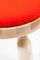 Juego Ninna de taburete de fresno natural con asiento de lana roja de Carlo Contin para Adentro, Imagen 6