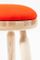 Ninna Stool in Natural Ash with Red Wool Seat by Carlo Contin for Adentro 2