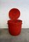 Italian Red Rattan Laundry Basket, 1970s 2