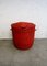 Italian Red Rattan Laundry Basket, 1970s 1