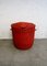 Italian Red Rattan Laundry Basket, 1970s, Image 1