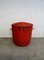 Roter italienischer Wäschekorb aus Rattan, 1970er 5