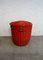 Roter italienischer Wäschekorb aus Rattan, 1970er 4