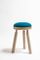 Tabouret Ninna en Frêne Naturel avec Assise en Laine Bleue par Carlo Contin pour Adentro 1