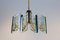 French Brass & Etched Glass Chandelier, 1960s 1